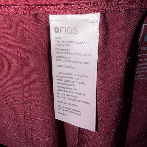 *PRICE OBO* FIGS Women's Burgundy Zamora™ - Medium Petite Jogger Scrub Pants - Picture 6 of 8